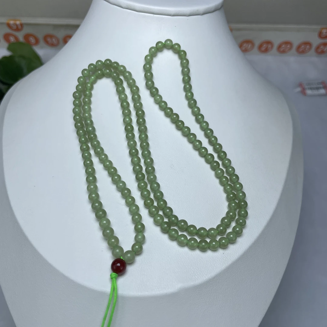 和田玉纯天然精品清水黄4mm圆珠挂链女士项链锁骨链4-6多样性发一