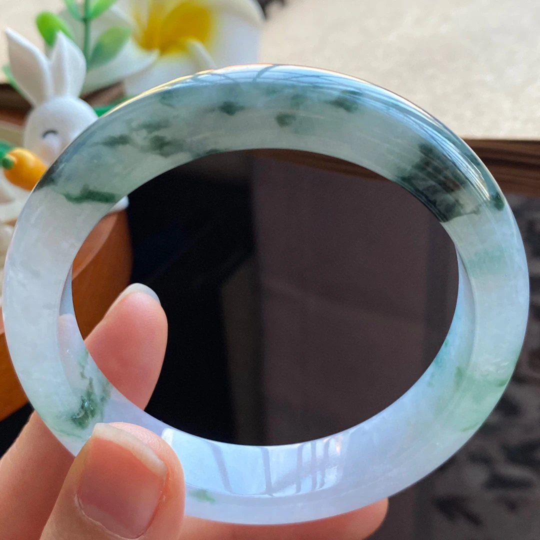 2.9批456号手镯，54.5-12.6-8 半山半水飘花镯！青山远黛色！