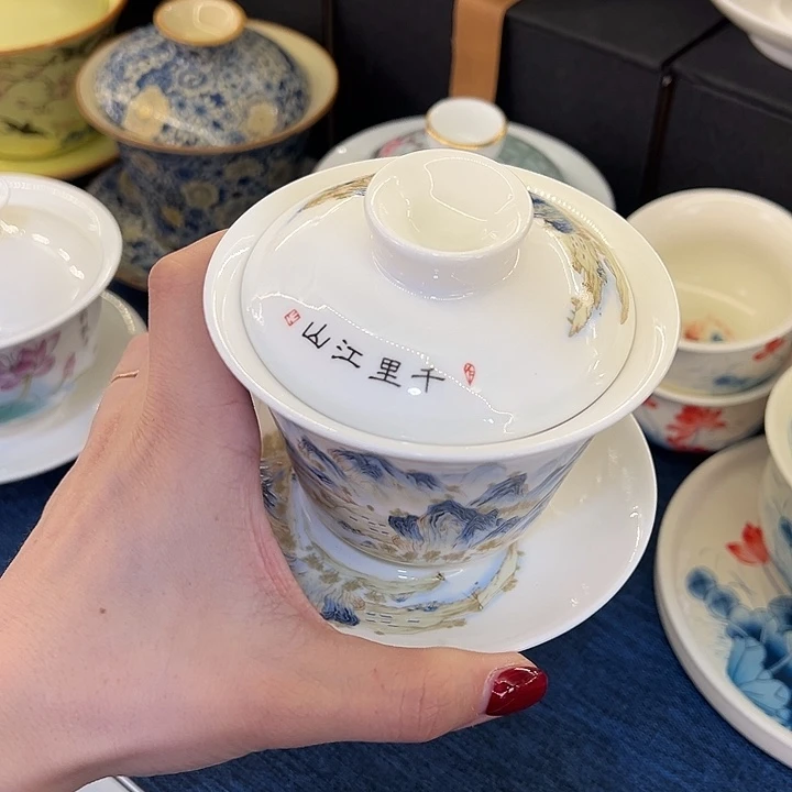 陶景德陶瓷盖碗茶具