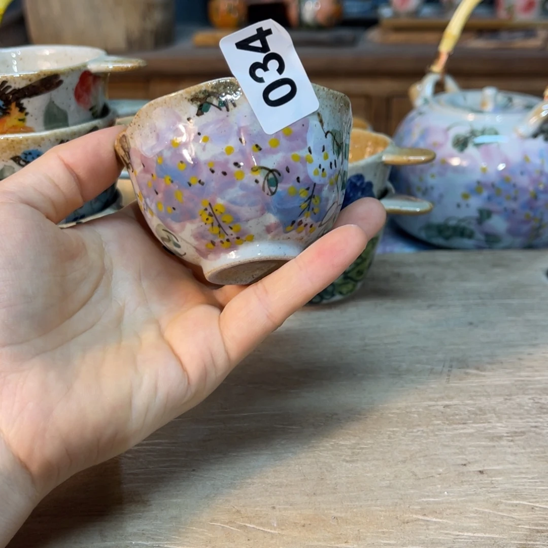 壶素浅陶瓷手绘手工
