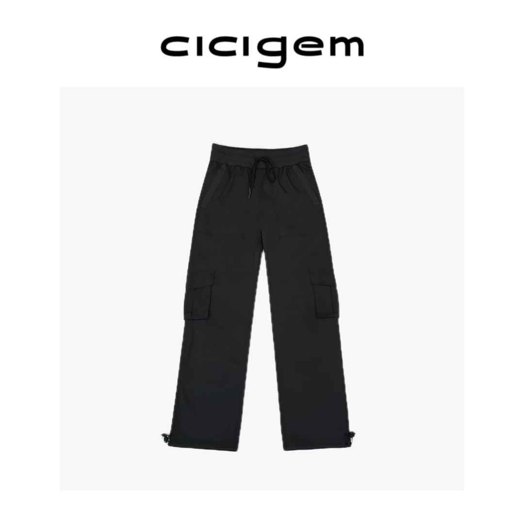 CC~【零束缚】韩系复古宽松休闲百搭加薄绒工装裤松紧腰直筒裤