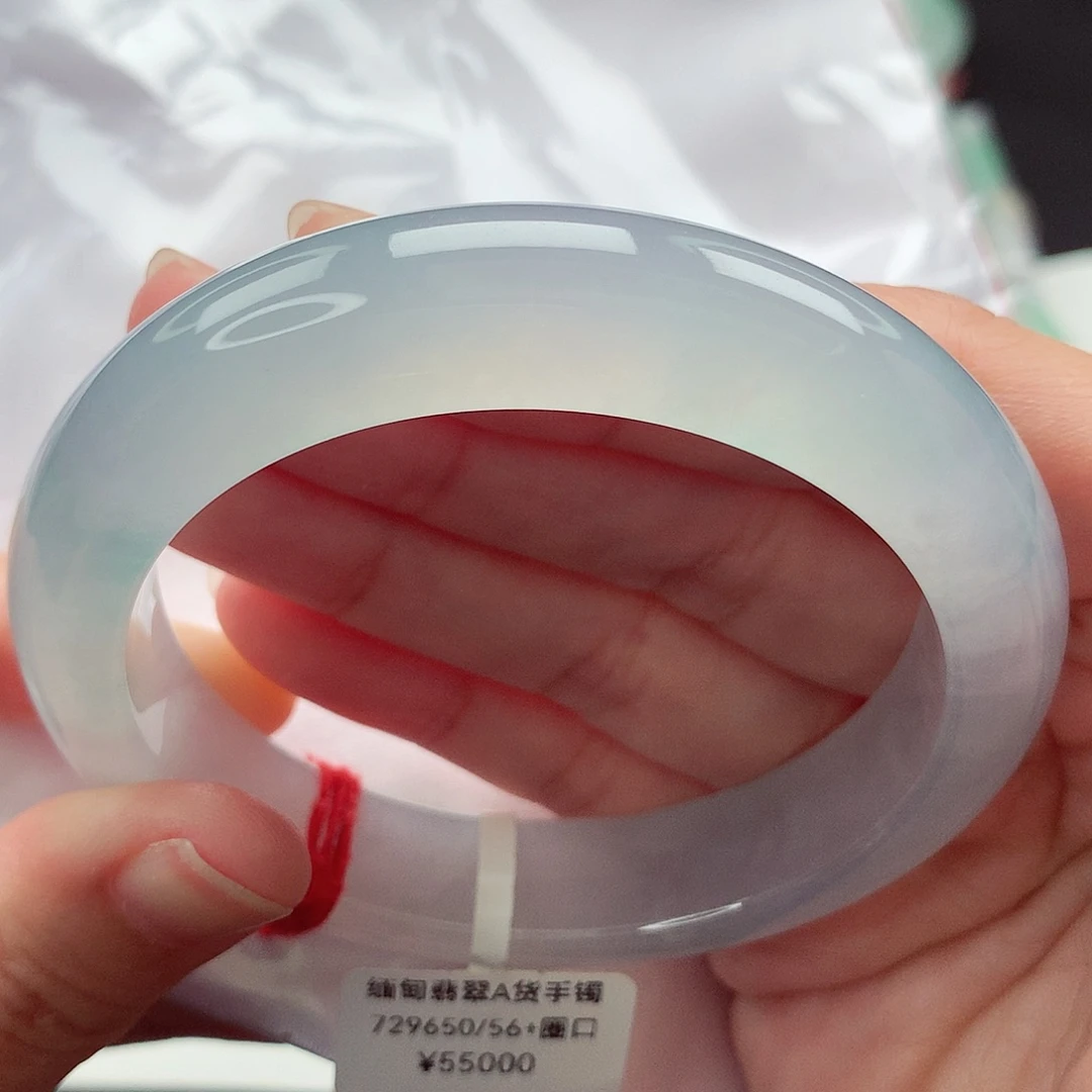 翡翠未镶嵌手镯冰蓝炸光小钢炮 56 57圈口