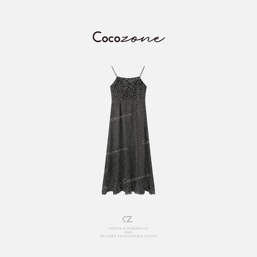 COCO ZONE 刘一一 【桑蚕丝人丝混纺】波点荷叶边连衣裙CD1A0234