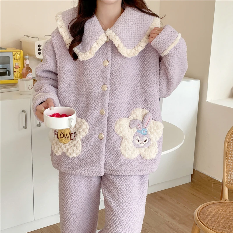 月子服秋冬季产后孕妇睡衣冬天珊瑚绒哺乳产妇家居可外穿加绒加厚