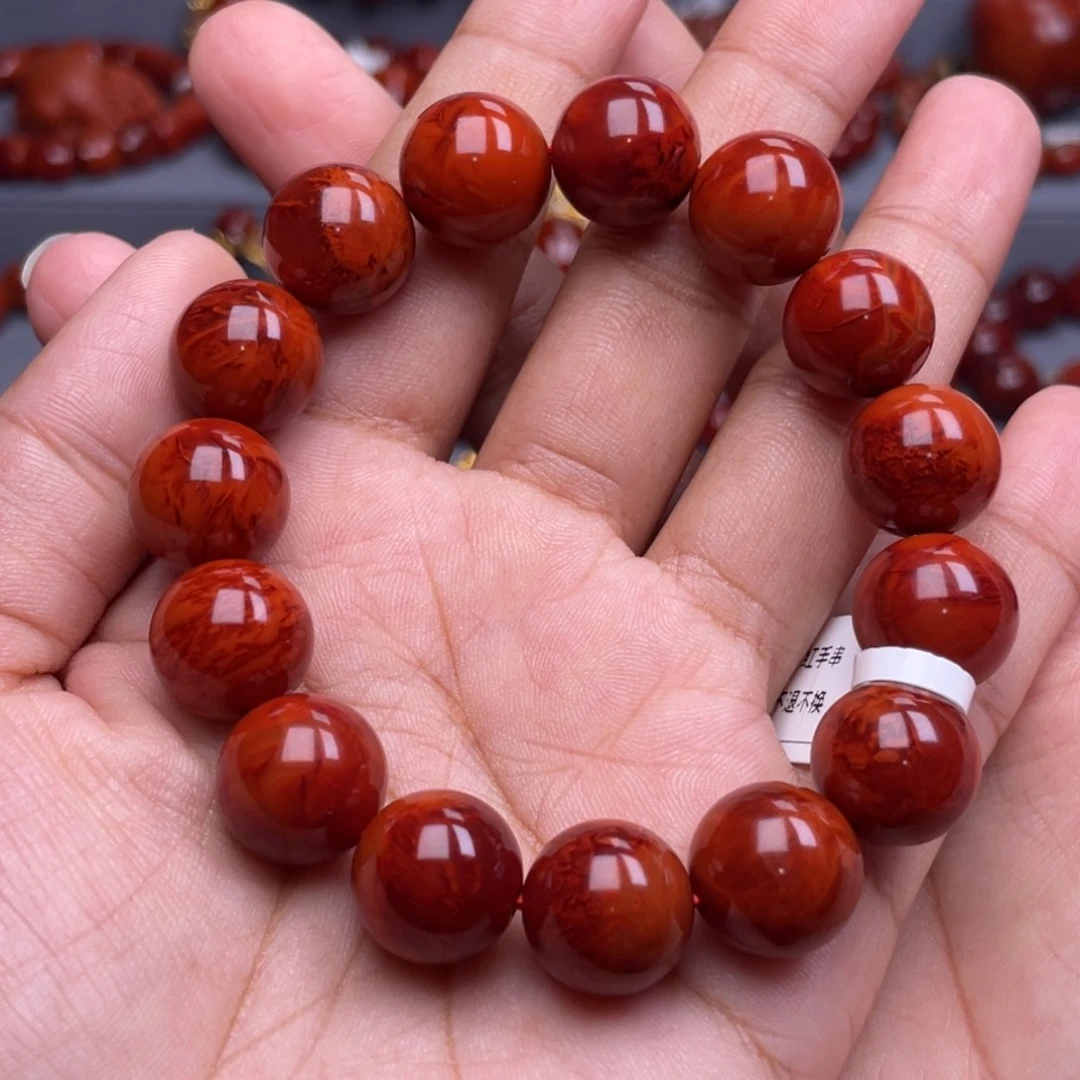 E***g南红玛瑙未镶嵌珠宝奇石单圈13.5mm