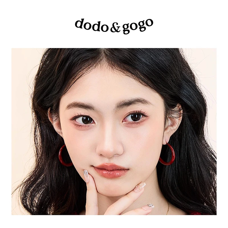 DODOGOGO 合金耳饰 气质轻奢时尚百搭复古红色简约圈圈耳环