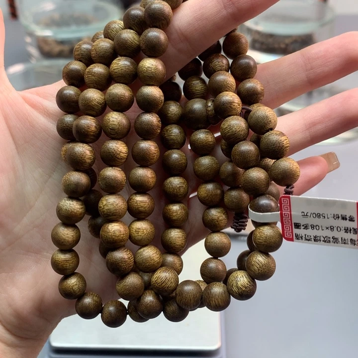 手串沉香0.8多圈绿棋