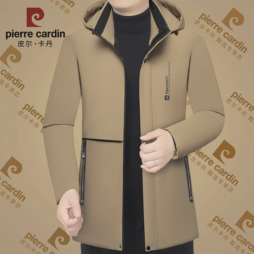 皮尔卡丹冬季新款高档休闲连帽棉衣男款纯色时尚棉服男加绒男棉袄