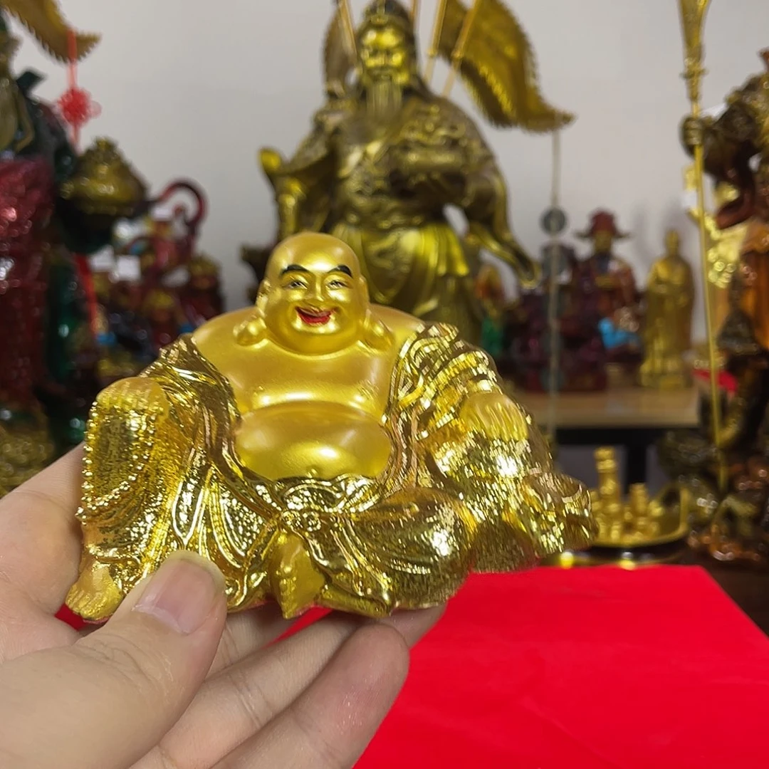 黄铜贴金小弥勒摆件