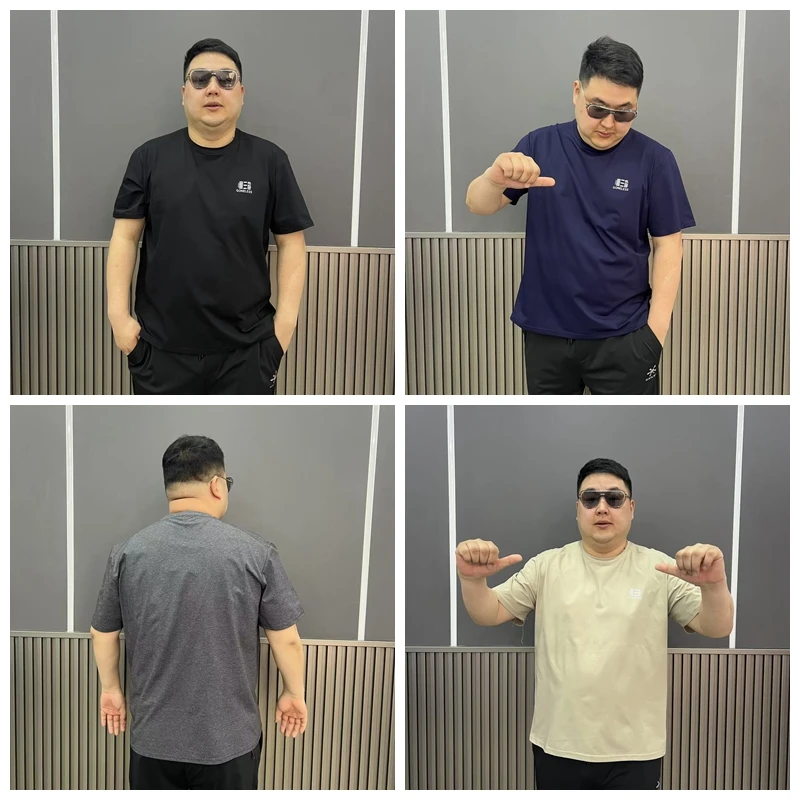 大码短袖透气刺绣欧美简约男士夏季春夏男装T恤圆领上衣#10026