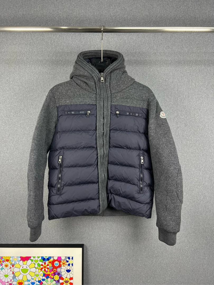 95新 MONCLER 蒙口 盟可睐 拼接羊毛羽绒服 4码 98新A11518