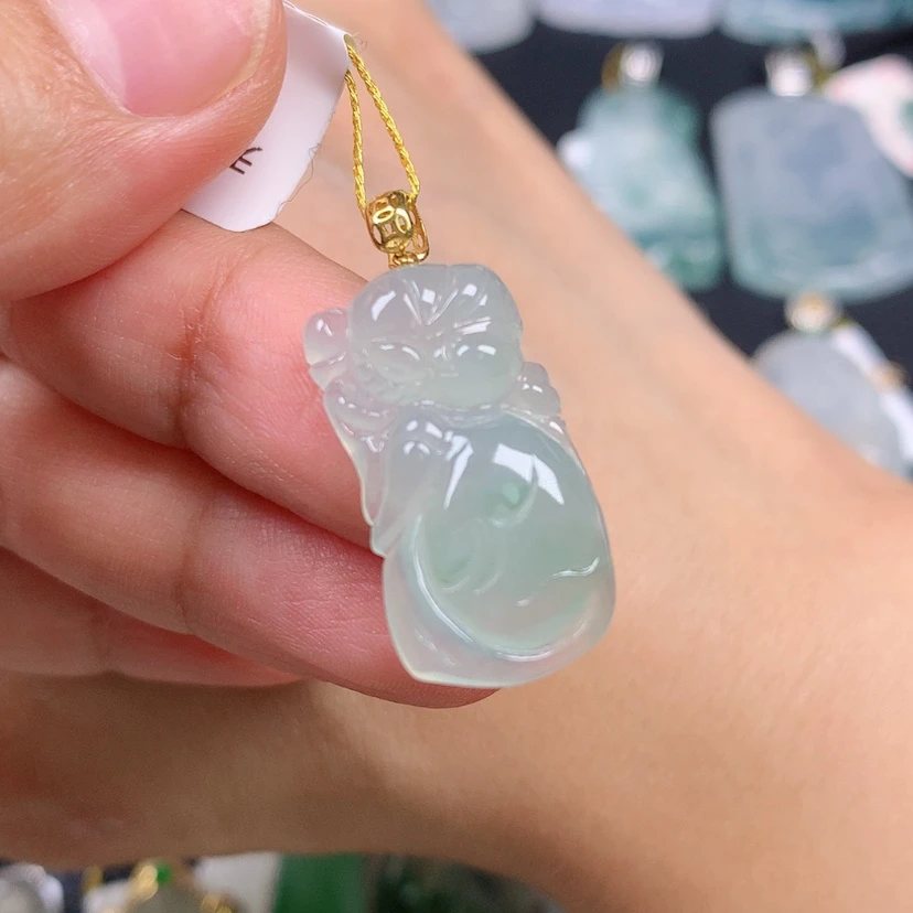 【闪购商品】翡翠18K金镶嵌颈饰仙子