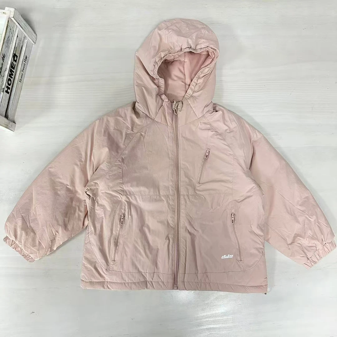 童装休闲棉服极简风B类立领带帽男女童轻薄棉服