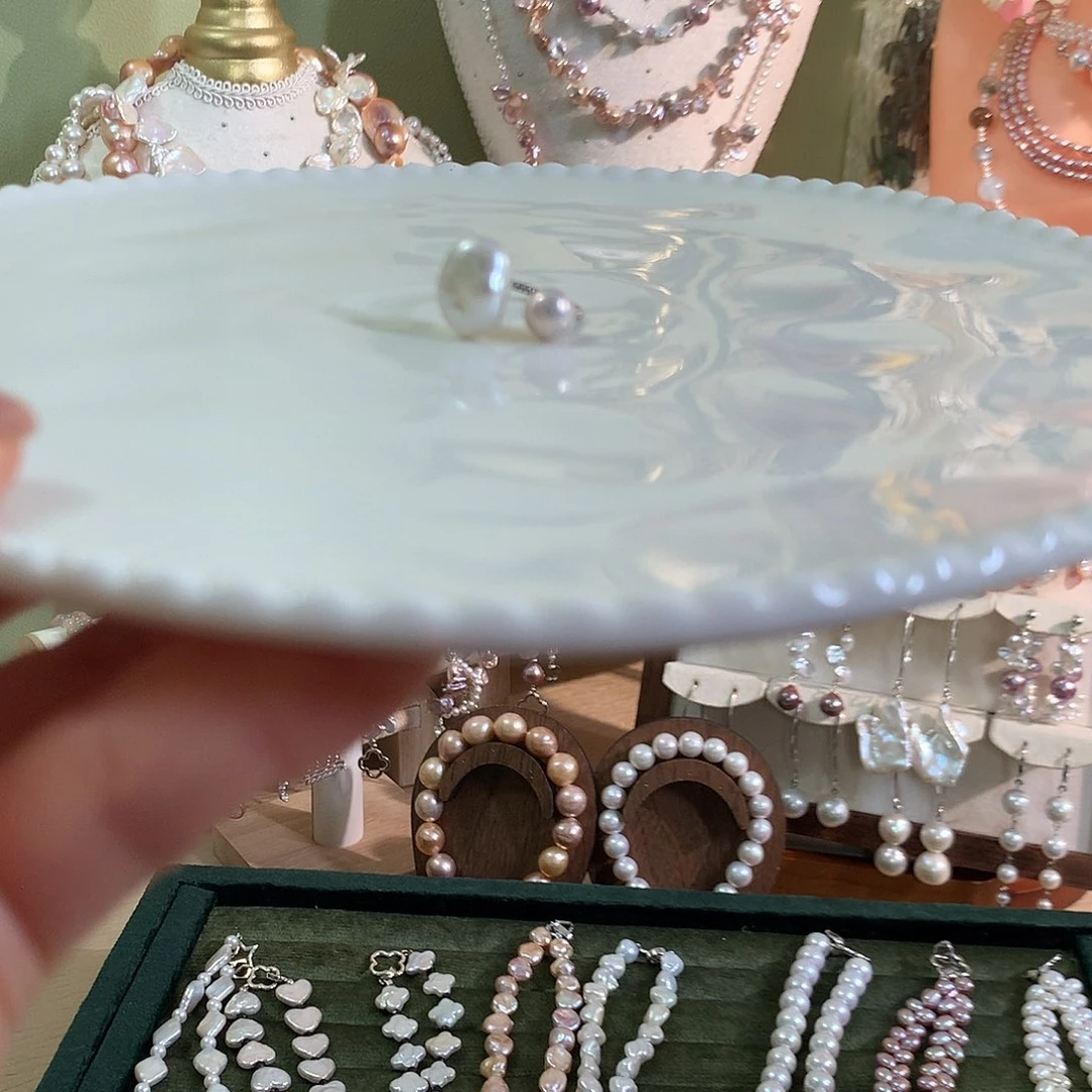 颈饰银S925镶嵌淡水珍珠巴洛克碎银子戒指