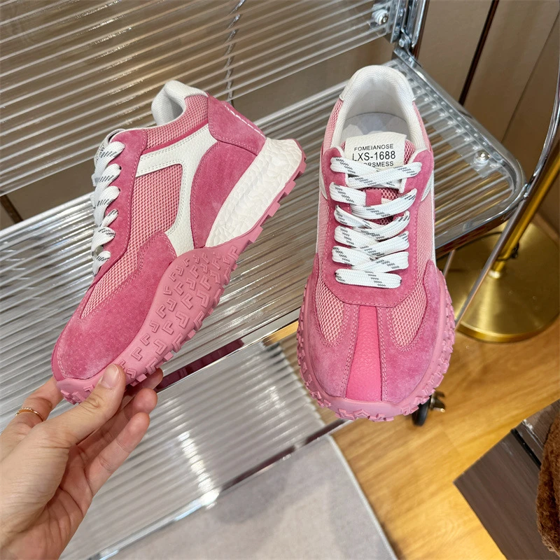 【隐形增高7厘米】夏季透气网面百搭小个子真皮休闲软底软面阿甘鞋