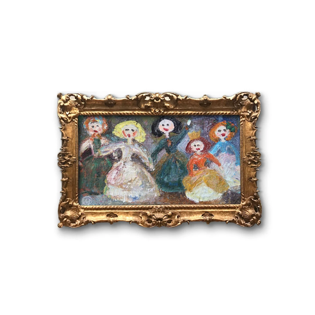 俄罗斯原创手绘油画杰克佳廖娃《洋娃娃》23*40cm 2004年客厅卧室