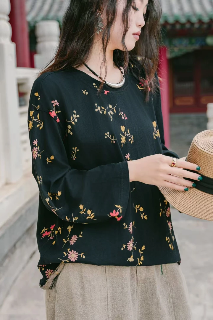 忆古朴拙2510625百搭亲肤印花T恤