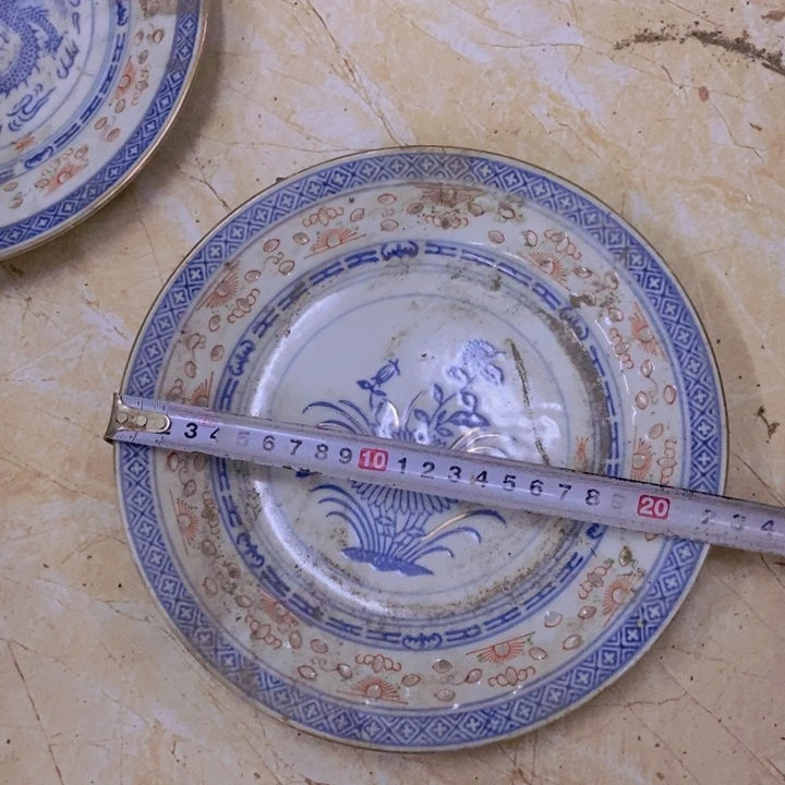 瓷22.5厘米玲珑兰花斗彩平盘景德镇