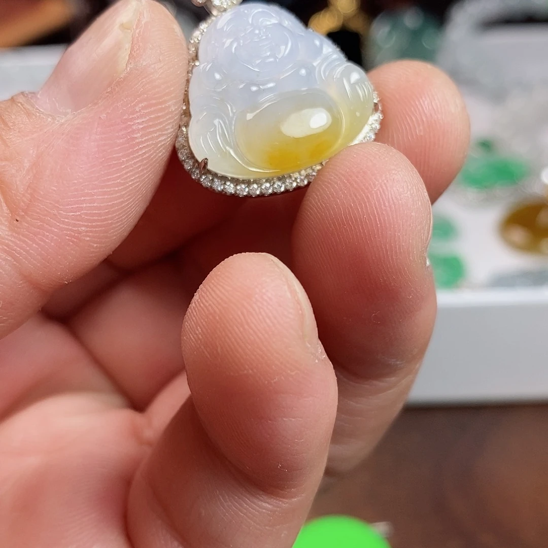 颈饰银S925镶嵌翡翠佛公