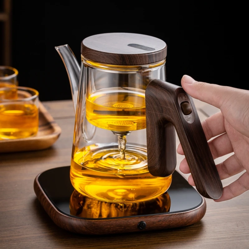 顶壶全玻璃内胆飘逸杯磁吸家用茶水分离泡茶器高档简约办公室茶壶