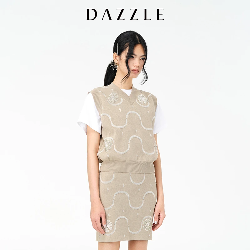 大地DAZZLE地素22春装新款小众针织衫无袖马甲背心女2E1E203