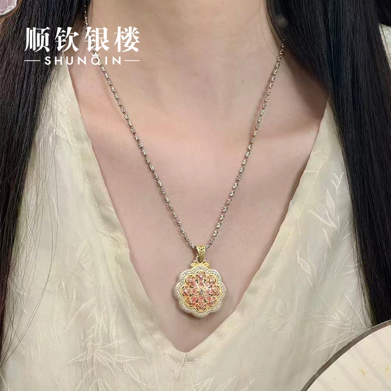 顺钦银楼 吊坠足银珐琅 【慧福吊坠】足银999.9国风福字精致吊坠