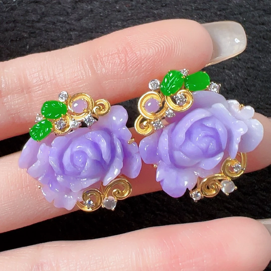 翡翠18K金镶嵌耳饰签收后24小时鉴赏期，过时不退