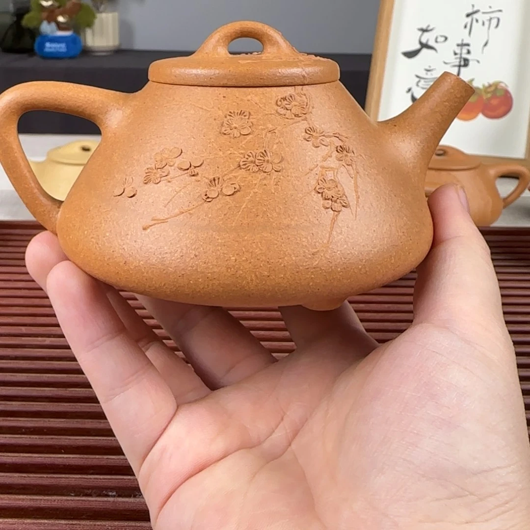 一***虎茶壶紫砂微瑕梅花