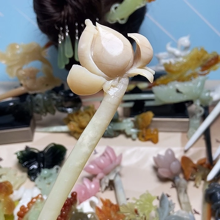 岫玉未镶嵌发饰发簪