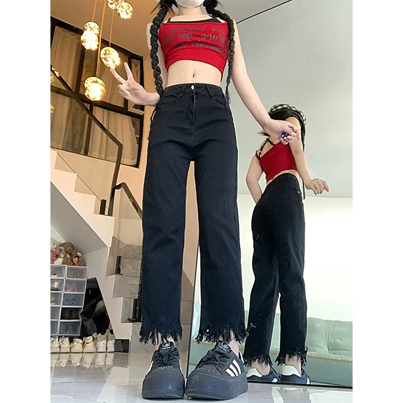 妮妮家3951（以直播间实物为准）高腰显瘦流苏微喇牛仔裤