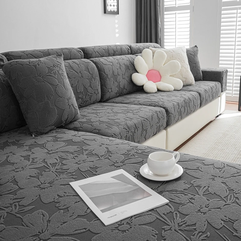 樱落四季通用简约防猫抓弹力沙发套