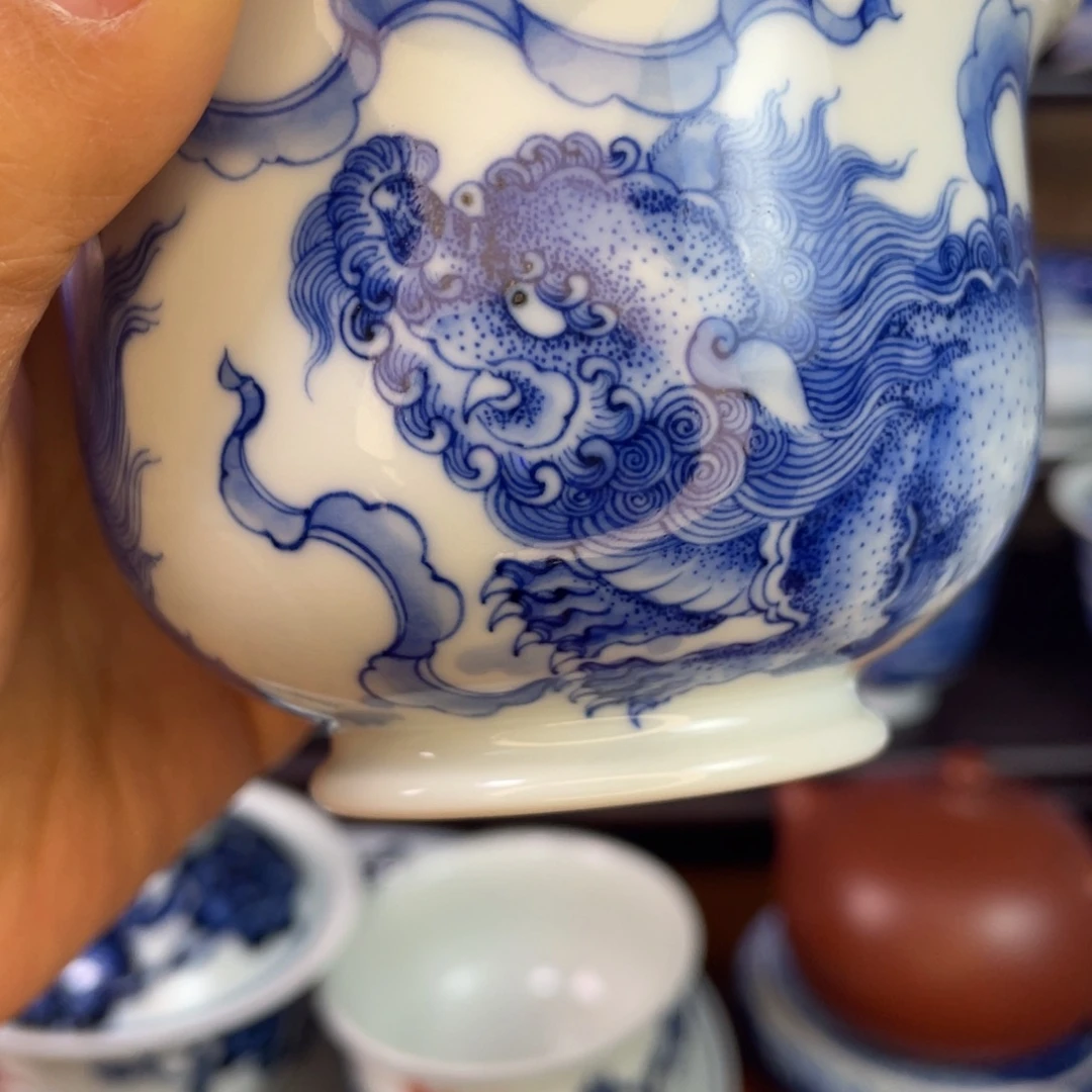 ****。景德镇陶瓷艺术双师盖碗，微瑕