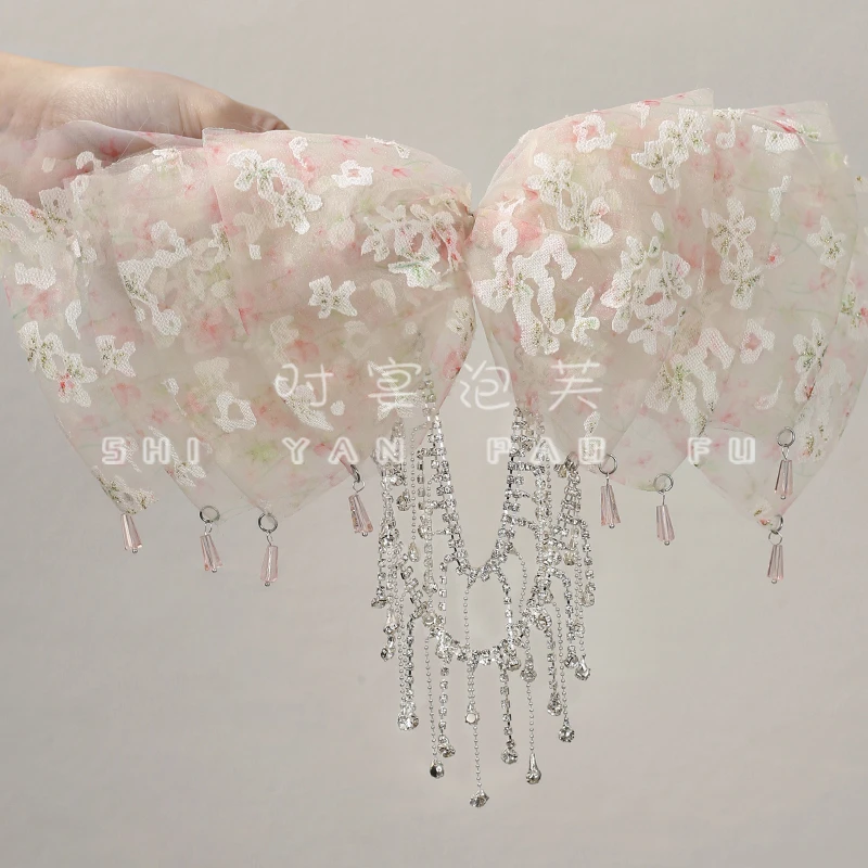 爱尔兰仙气气质蓬松碎花弹簧夹温柔春日发夹网红一字夹头饰品