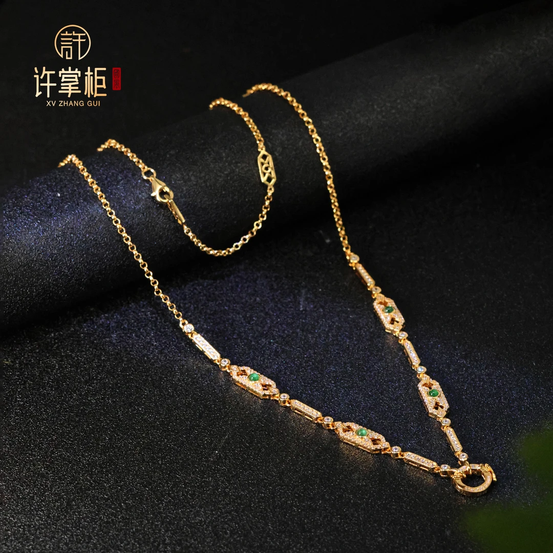 许掌柜｜S925银翡翠项链天然缅甸翡翠A货蛋面万能扣配饰优雅百搭