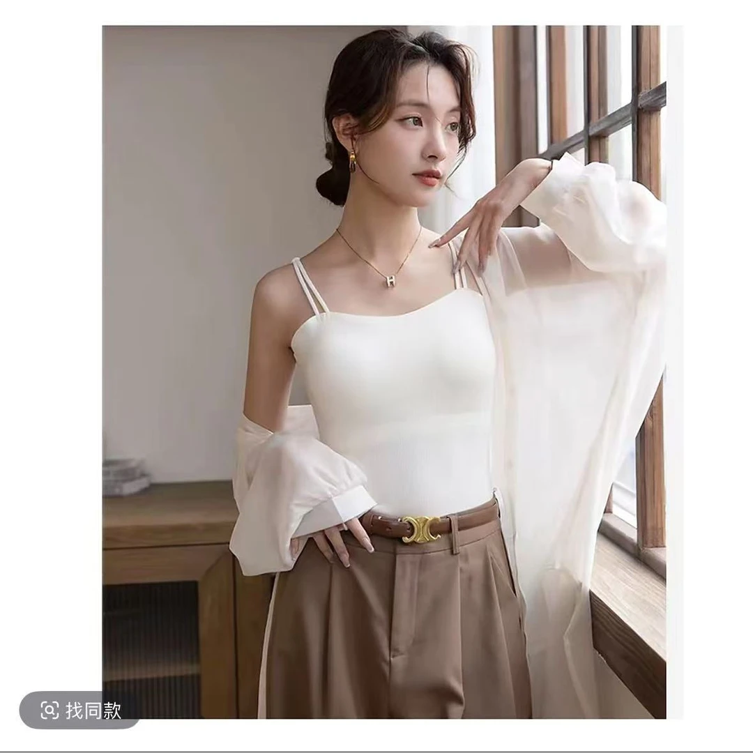 【婷婷】夏季清爽舒适一体式吊带背心百搭时尚打底美背