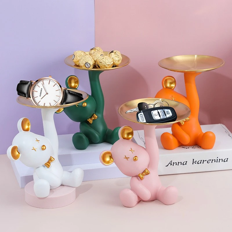轻奢网红暴力小熊家居室内装饰品玄关客厅钥匙收纳桌面摆件装饰品