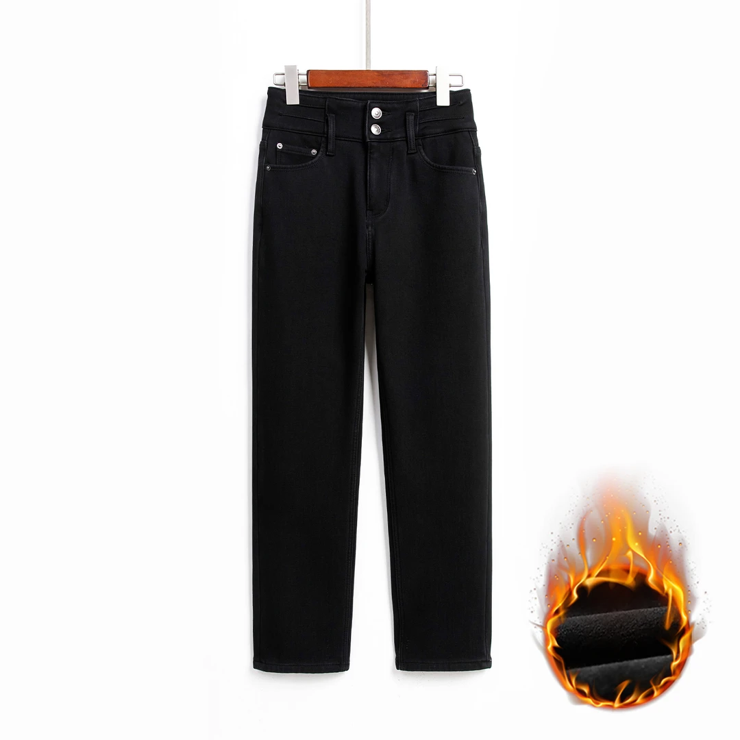 秋冬新品加绒牛仔裤女窄版直筒裤烟管裤女款爆款2025新款11710