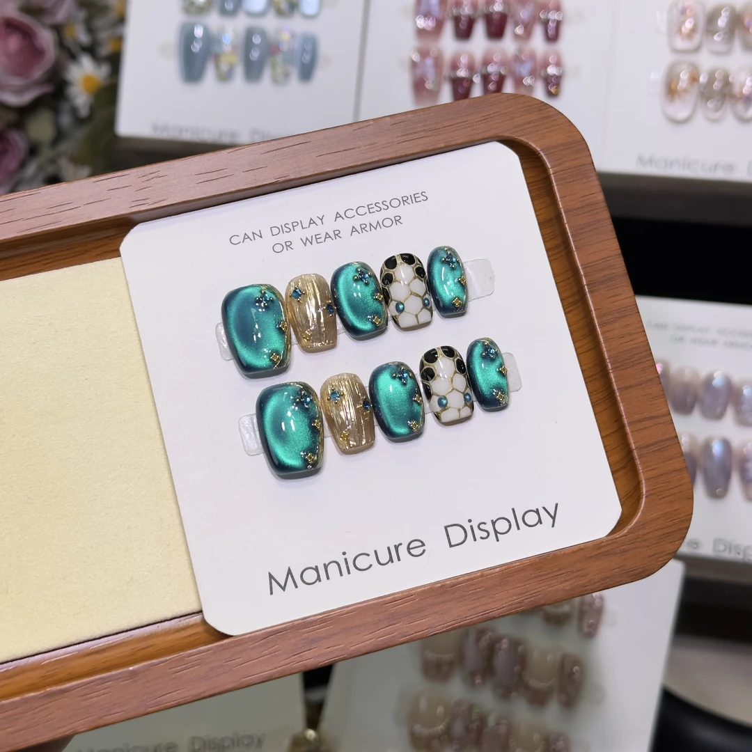 【宝格利】纯手工穿戴甲气质穿戴式梯形光疗甲美甲师