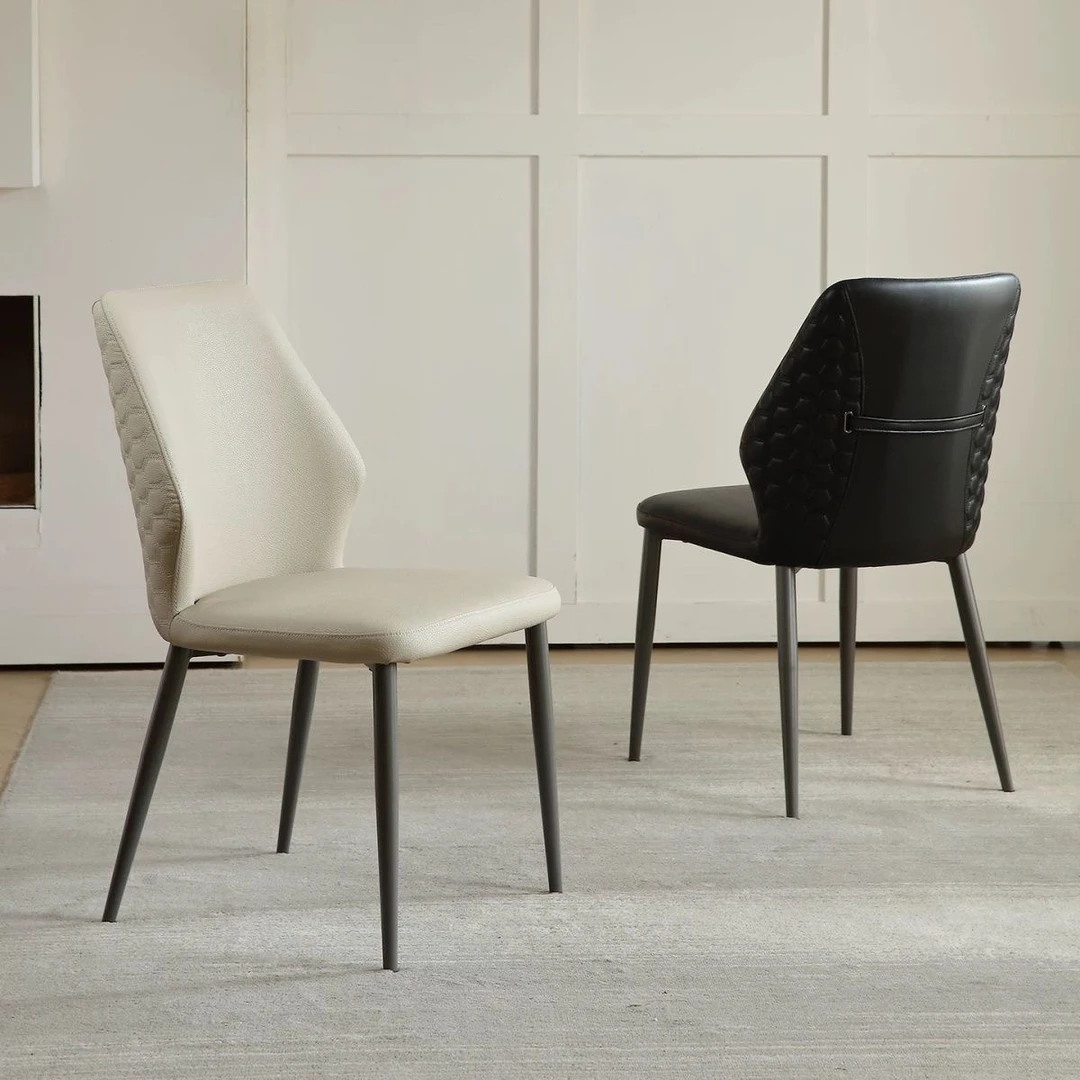 椅子舒适皮革靠背椅酒店椅书桌椅意式极简餐厅家用椅轻奢印花时尚