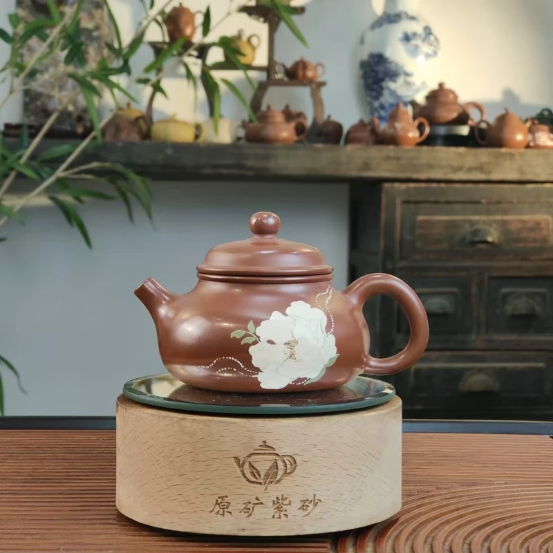 赵晖鸡血大红袍小品荷花容天紫砂壶