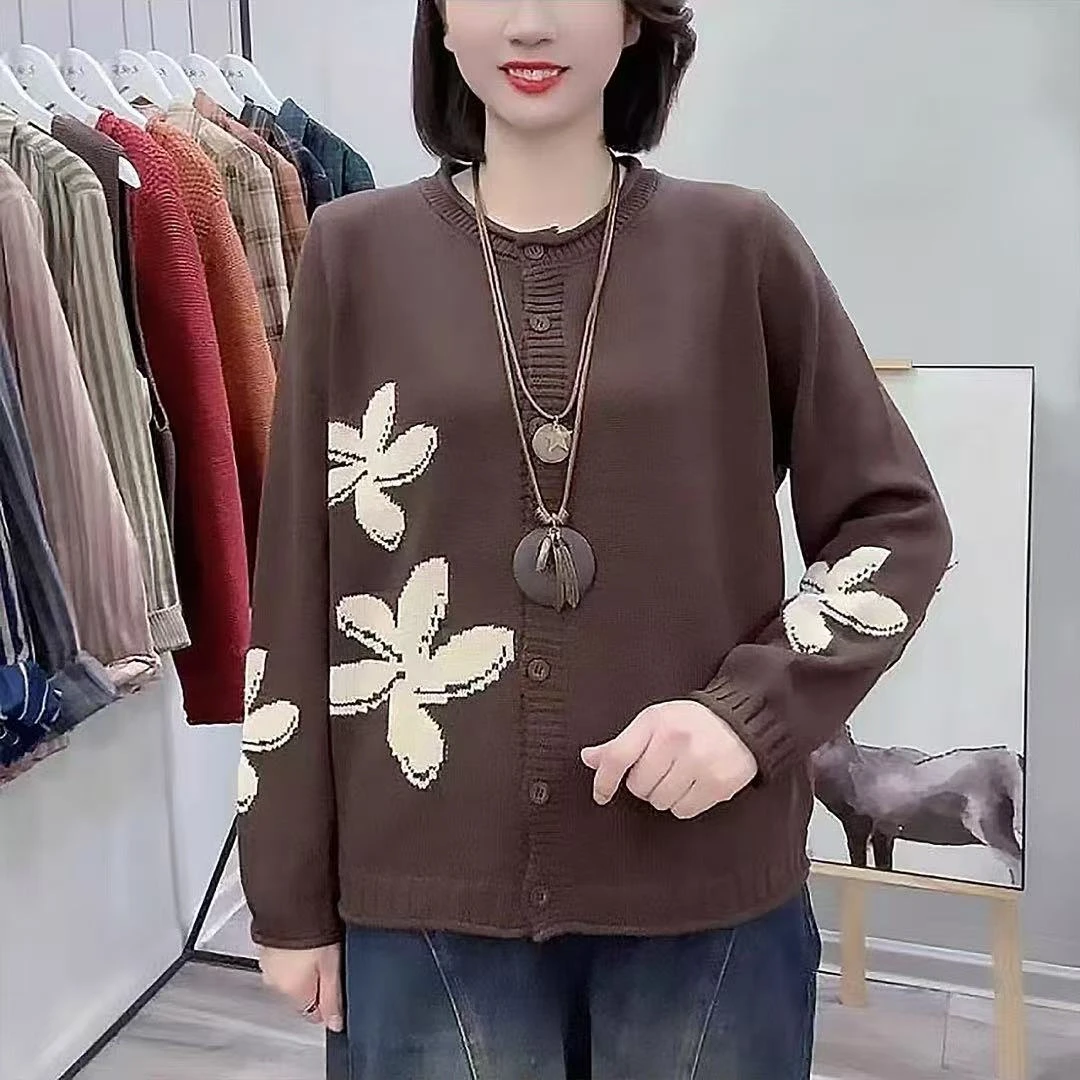 女士时尚针织侧面花开衫 2660 -A119