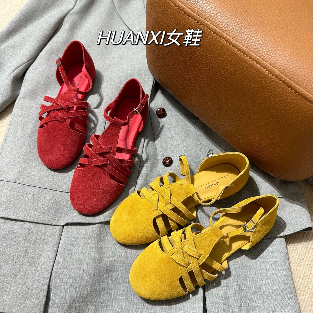 时髦精法式复古罗马包头凉鞋镂空女夏季包头平底潮鞋单鞋