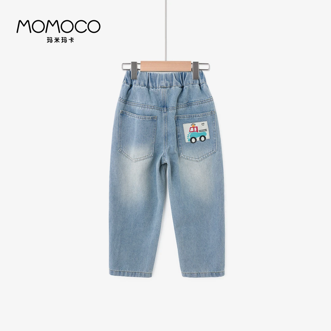 MOMOCO/玛米玛卡男童宽松儿童潮流休闲小汽车牛仔裤77330350025