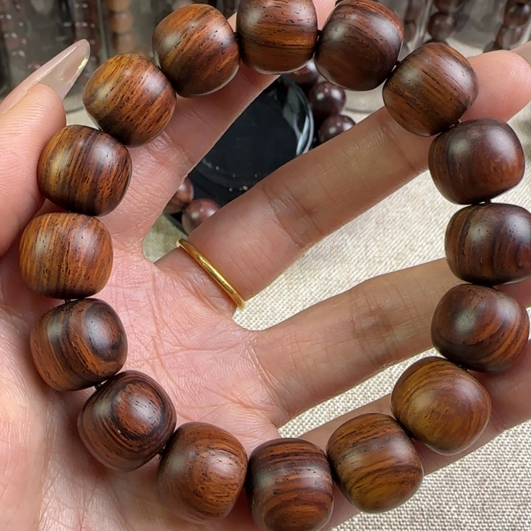 黄花梨/降香黄檀手串/手链黄金底大黑线