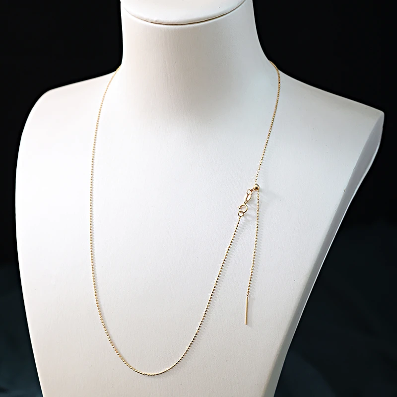 18K金针式可调节豆豆链50cm气质时尚百搭经典素链礼物多样性发一