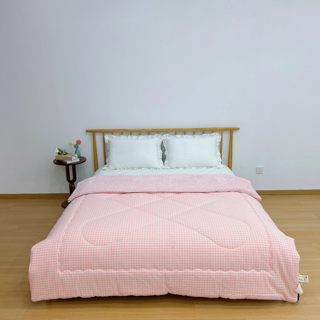 【艾玛-水洗棉豆豆被】全棉色织水洗棉格子款 超柔软豆豆被春秋冬被