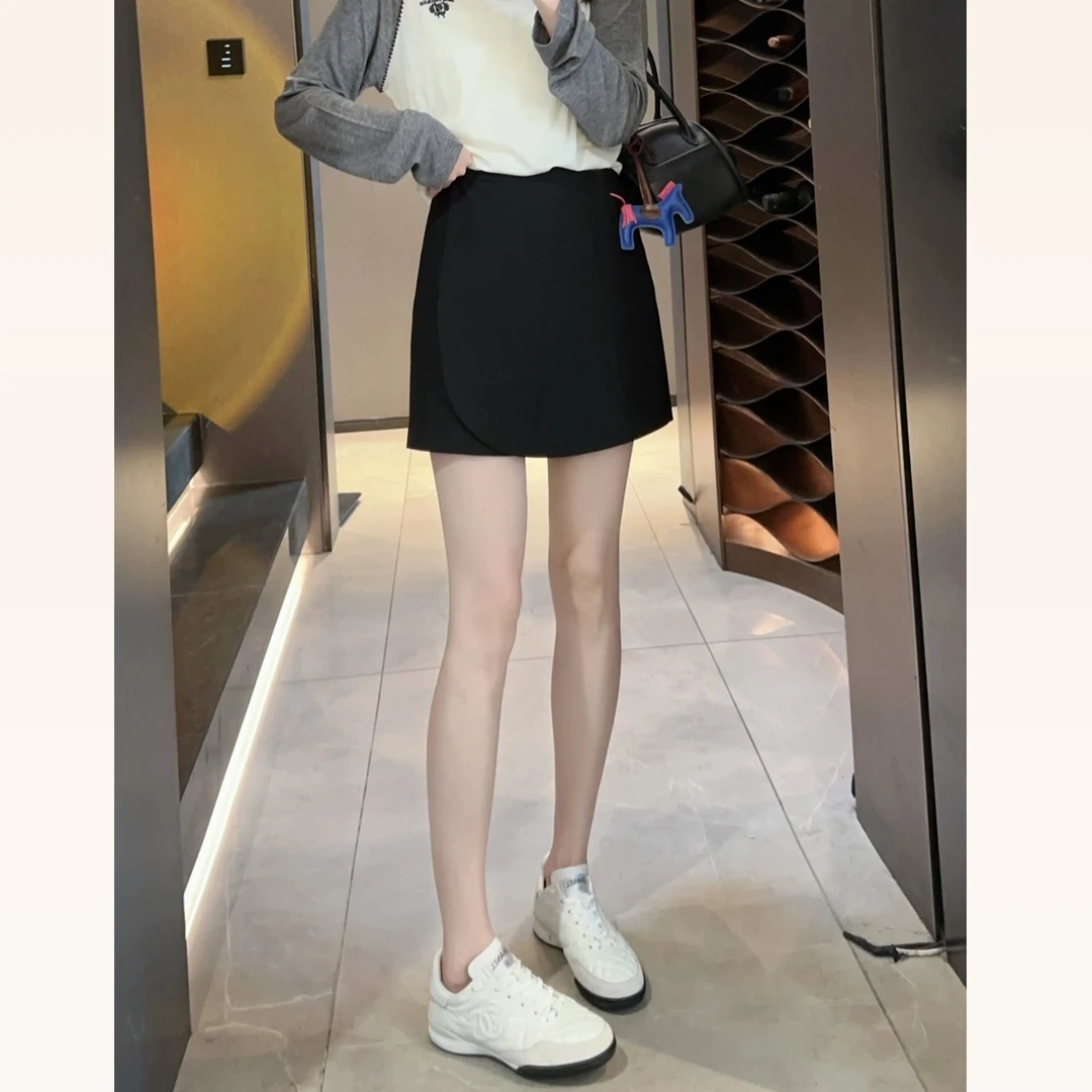 【大静静】黑色`圆弧下摆时尚短裙DJJ2262