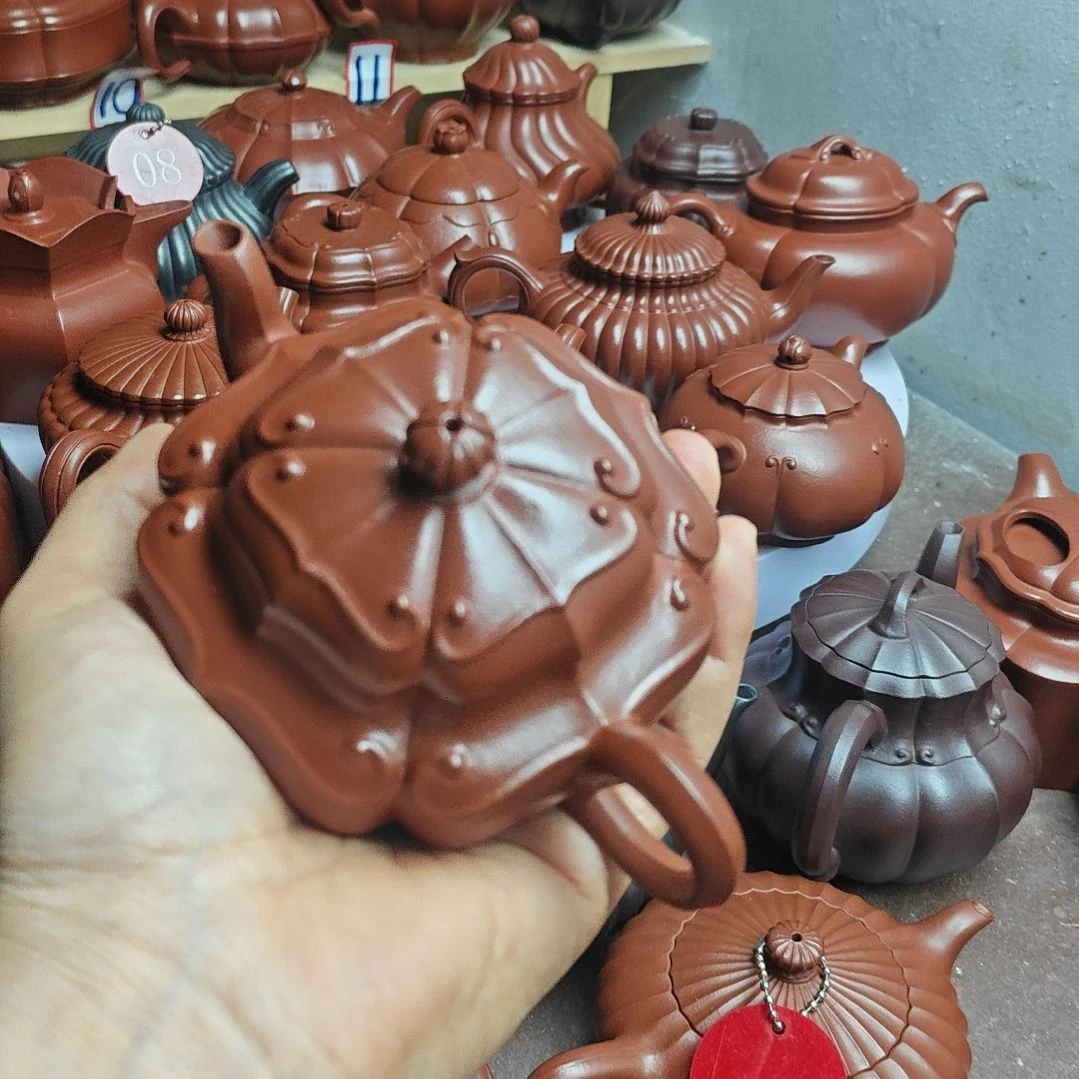宜兴紫砂壶筋纹器半手工制作赵庄朱泥容量一佰四十CC