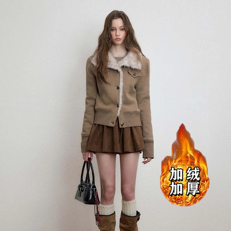 【加绒加厚】卫衣外套女保暖冬季新款毛绒设计感上衣TX0347