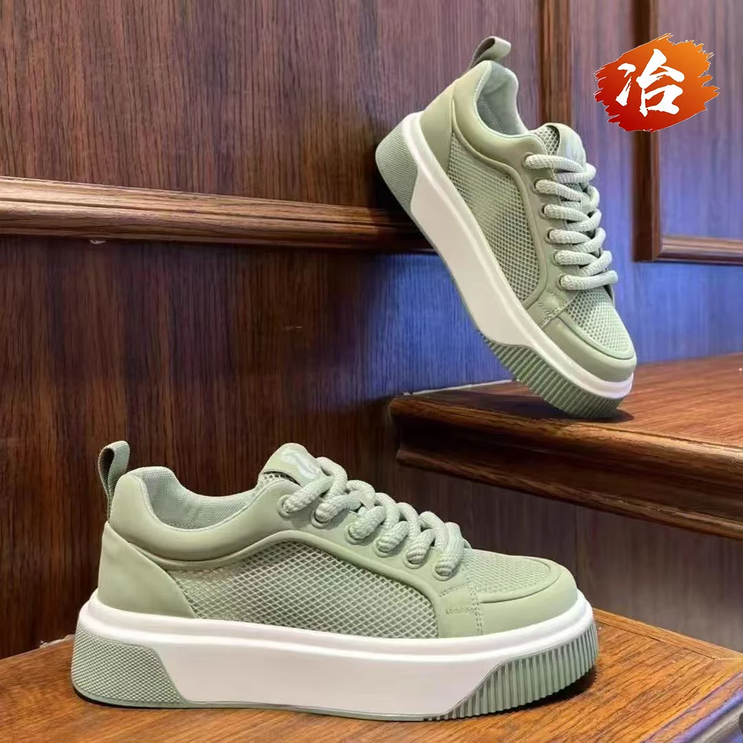 小冶家2025夏季新款透气百搭网面厚底板鞋潮流时尚运动休闲小白鞋